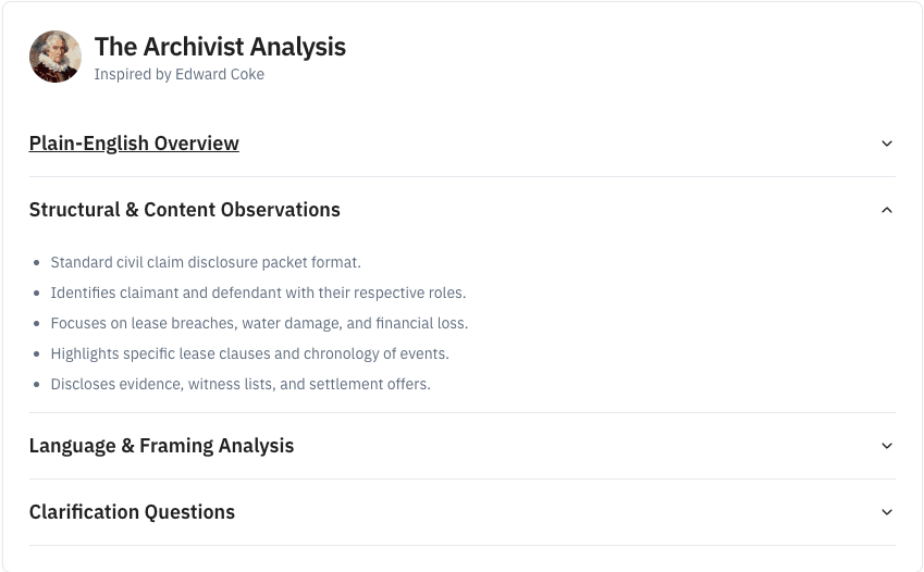 Archivist Analysis Example